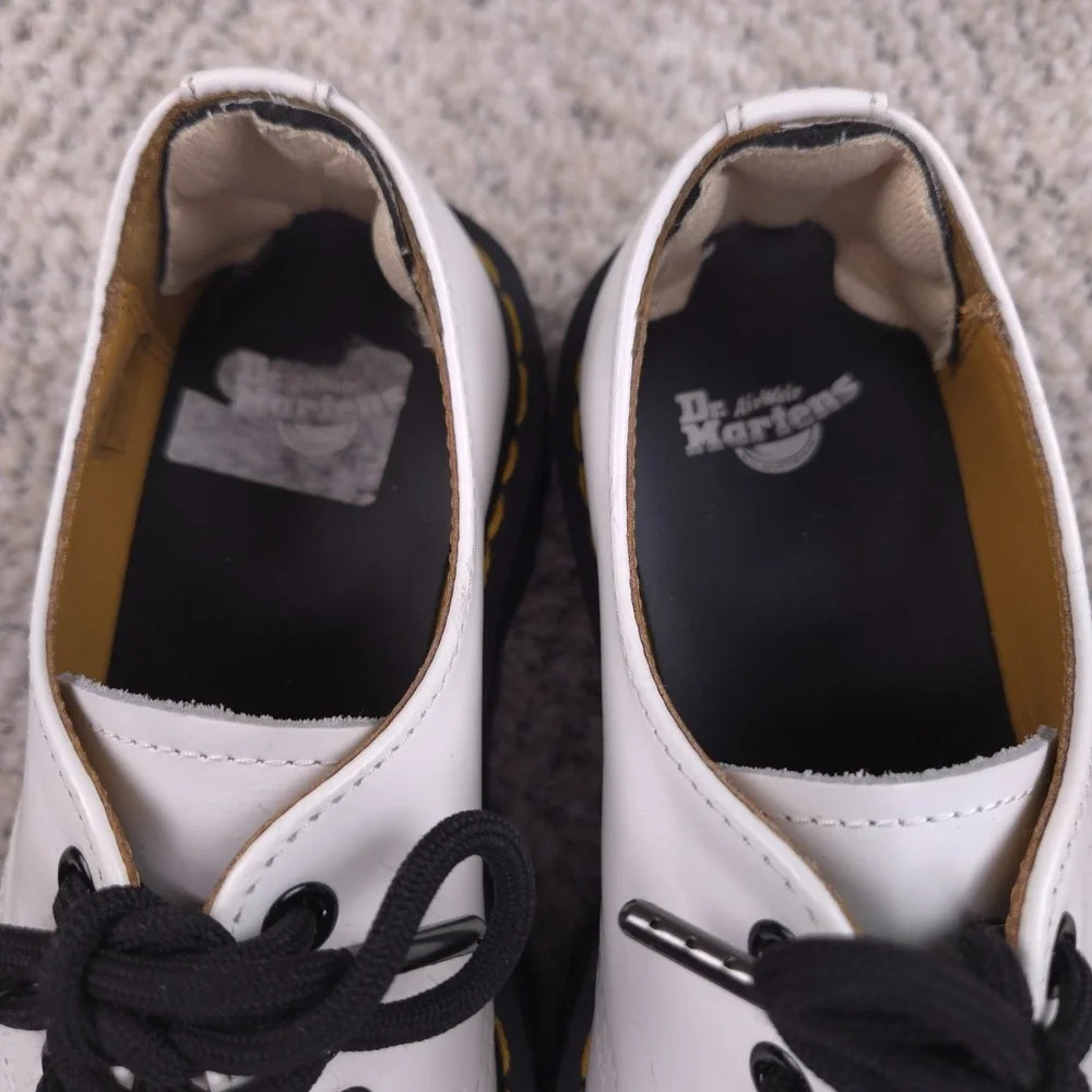 Dr Martens 1461 Quad Platform Shoes Women Size 7 Boots Low Top White Leather EUC